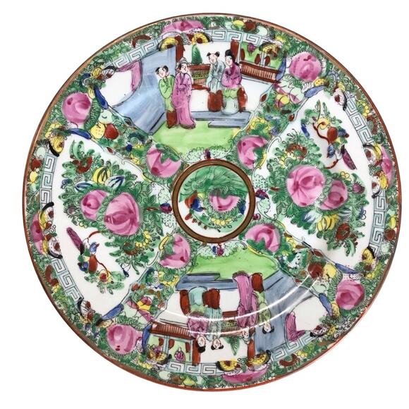 Antique 1950s 50s Chinese Famille Rose Japenese Porcelain Decorative Decor Plate